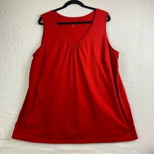 Woman Within Red Sleeveless Relaxed Tank Top. 100% Cotton
